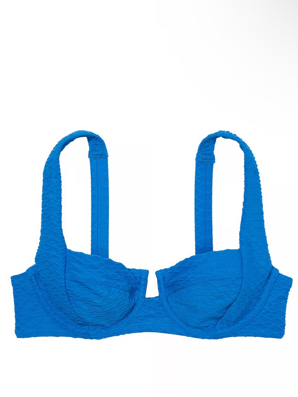Victoria's Secret Blue Textured Underwire Bikini Top 36B Shocking Blue